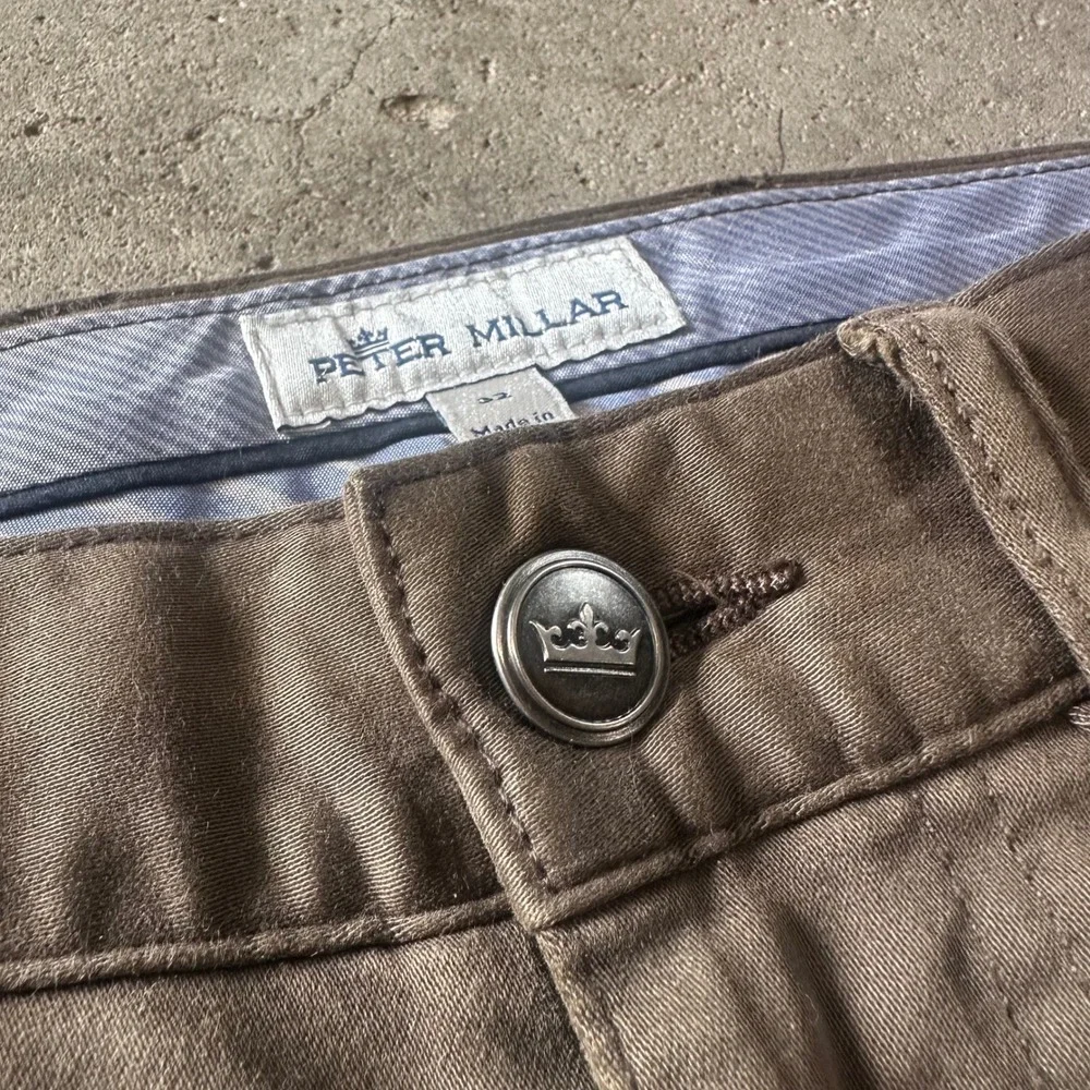 Peter Millar Crown Ultimate Sateen 5-Pocket Pants Mens 32x28 Brown Modal Chino